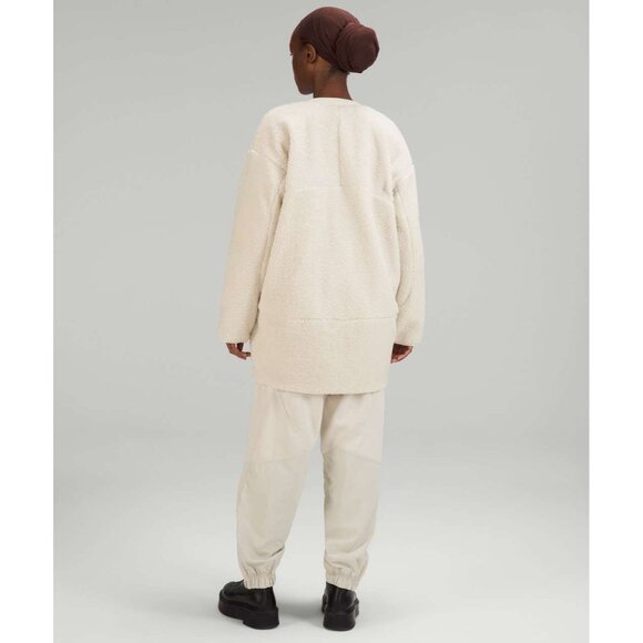 Lululemon Collarless Textured Fleece Full Zip White Opal Plush Cozy Outdoor 14 - Picture 4 of 12